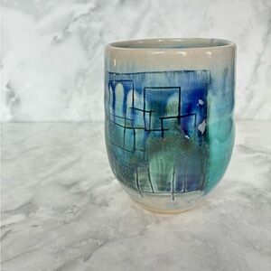 Ceramic Handmade Cup or Tumbler Signed by Artisan. Studio Pottery.